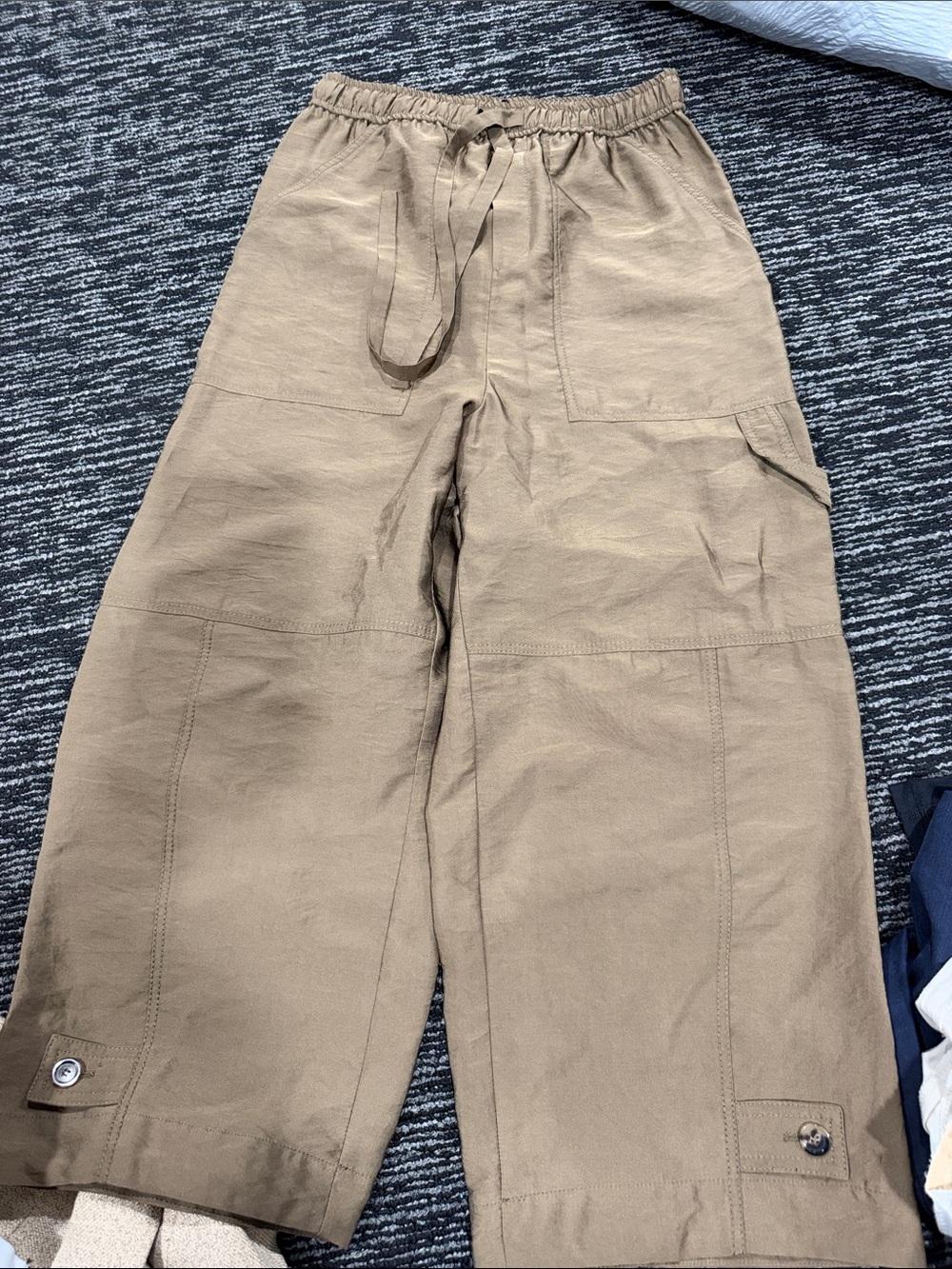 Zara Women's Cargo Wide-Leg Pants in Tan